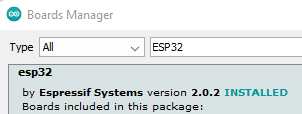 Boards Manager ESP32